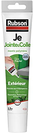 Rubson Je Jointe & Colle Mastic Transparent 50 ml, mastic étanche en tube prêt à l'emploi, mastic polymère pour collage, réparation, et rebouchage en extérieur