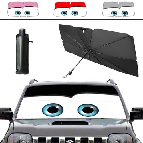 Coricha - Parasol para Luna Delantera de Coche, Accesorios para automóvil, 100% Opaco, protección del Sol y Aislamiento térmico del Parabrisas (Ojos Negros)