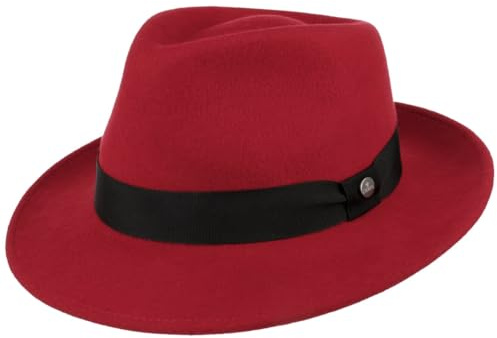 LIERYS City Filzhut Wollfilzhut Damen Herren Wasserabweisend Packable Bogarthut Fedora Sommer Winter rot L (58-59 cm)
