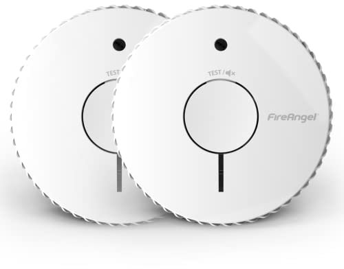 FireAngel Lot de 2 détecteurs de fumée optiques – FA6615-R – Détecteurs de fumée de 10 Ans pour la Maison avec Piles de 5 Ans – Détecteur de fumée – Alarme Incendie – Remplacement du ST-625