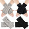 Kieswan 2 Paar Fingerlose Handschuhe Damen und Herren, Dehnbar Armstulpen Unisex Pulswärmer, Winter Strick Handstulpen ohne Fingerkuppen Dünne Handschuhe (Schwarz, Beige Grau)