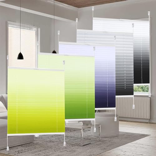 Plissee ohne Bohren Verdunkelung 75 x 100 cm Montage Sichtschutz und Sonnenschutz Faltrollos, Rollo für Fenster mit Klemmträger für Fenster & Tür, Grau