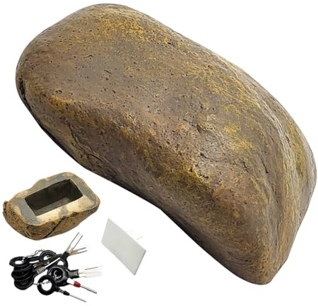 SAMULIY Boîte À Clés En Pierre Simulée – Cache-Clés Extérieur Étanche En Résine Pour Jardin – Stockage Secret De Clés Et Argent – 11,5x8x4,5 cm