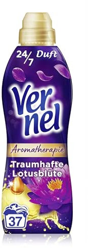 Vernel Aromathérapie - Adoucissant de rêve fleur de lotus (37 lavages) - Parfum de linge durable aux huiles essentielles pour une fraîcheur 24/7 - Bouteille recyclable