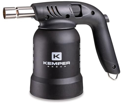 KEMPER - Lampe à souder à gaz Professionnelle Utilisation 360° Chalumeau gaz Allumage piezo Cartouches gaz Perçables BLACK EDITION KEMPER