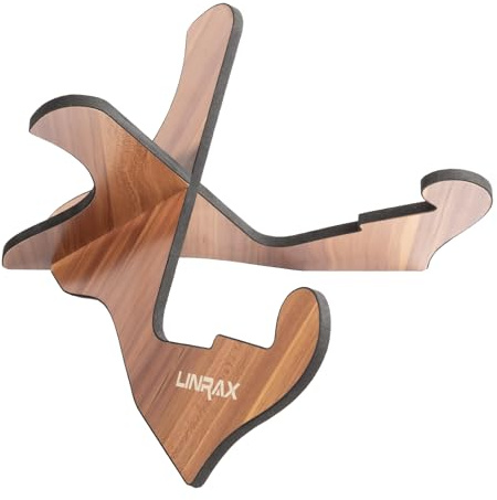 LINRAX GS2 Supporto per Chitarra in Legno, Porta Chitarra da Terra, Stand Chitarra Universale per Chitarra Acustica Classica Elettrica Basso Ukulele Violino Banjo Mandolino, Accessori per Chitarra