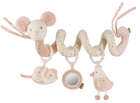 Fehn Activity-Spirale Maus – Motorikspielzeug mit Lernfunktionen zum Tasten, Fühlen, Spielen – Stoff-Spirale fördert Greifen, Tastsinn & Motorik – für zuhause & unterwegs, für Babys ab Geburt