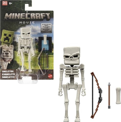 Mattel Minecraft Action Figure & Accessories Set, 4-inch Skeleton Posable Character Collectible Inspired by A Minecraft Movie, JFR60