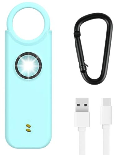 Flintronic Alarme Personnelle, 135DB Alarme de Poche, Porte Cle Alarme Portative, Alarme de Sécurité d'urgence avec Lumières LED, Porte Clé Alarme pour Les Enfants, Femmes et Personnes âgées - Bleu