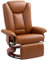 HOMCOM Manual Recliner Chair with Footrest, Upholstered Reclining Armchair with Adjustable Backrest and Steel Frame, PU Leather Swivel Chair for Living Room, Bedroom, Brown