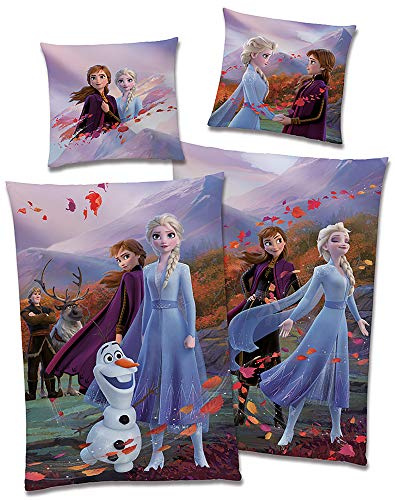 Frozen Frost barnsängkläder Arendelle 135 x 200 80 x 80 cm, 100 % bomull, bäver flanell kvalitet, Sven Kristoffer, Disney Olof ELSA Anna med dragkedja, tysk storlek