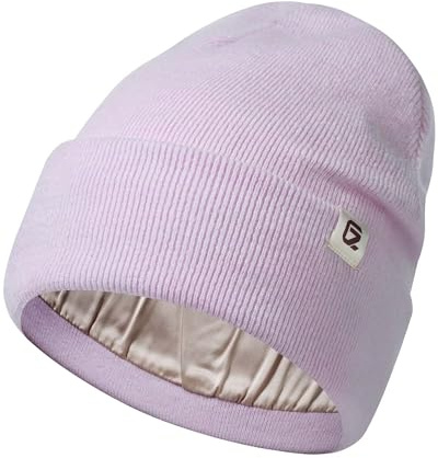 GADIEMKENSD satinfoder stickad mössa, ullmix, värme, antistatisk, noppskydd, mild hårvård, unisex