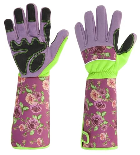 Generico Guanti da giardino impermeabili e resistenti alle forature - Protezione for le mani for potatura delle rose e lavori in giardino(Pink)