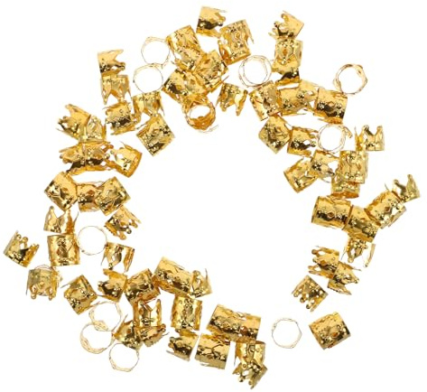 JECOMPRIS 100 Pezzi Fermagli per Trecce Dorati in Metallo, Polsini per Dreadlock Design Corona Traforata, Accessori Chioma Leggeri e Resistenti per Donne e Ragazze, Decorazione Elegante