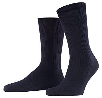 FALKE Herren Socken Bristol Pure M So Wolle einfarbig 1 Paar, Blau Dark Navy 6370, 39-40