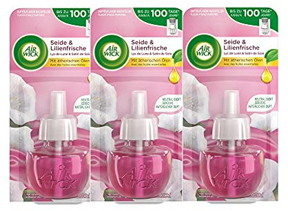 Air Wick Duftölflakon Nachfüller Seide und Lilienfrische – Sinnlich-floraler Raumduft – 6er Duftöl Set – Plastikfreie Verpackung