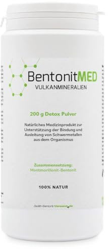 Bentonit MED Premium Montmorillonit, ultrafeines Detox-Pulver 200g, Medizinprodukt, Apothekenqualität, Darmreinigung, Schwermetalle Ausleiten, Entgiftungskur, Vulkanmineralien, Heilerde, Darmreinigung