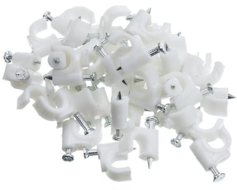 PROFI Kabelhalter & Kabelschellen 4 mm Weiß (100 Stück) – weitere Größen (4-18mm) wählbar – Nagelschellen mit Stahlnagel, Kabelklemmen & Kabelclips