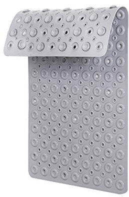 Bath Mat Non Slip Anti Mould for Inside Outside Bath, Shower Mats Anti Slip for Elderly in Bathroom and Bathtub with Large Suction Cup and Thickened Rubber Long 70 * 40cm, Grey