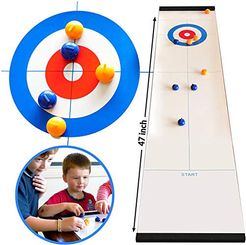 Tisch-Curling-Spiel, kompaktes Curling-Familienspiel für Kinder und Erwachsene, kompaktes Curling-Brettspiel, tragbare Mini-Tischspiele für Familie/Schule/Reisen