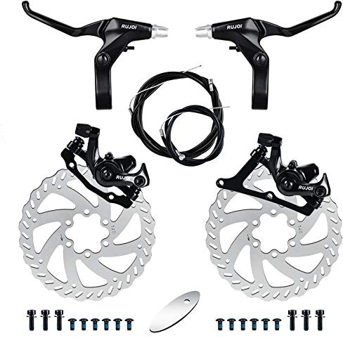 RUJOI Kit de Frein à Disque de vélo, étrier en Aluminium Avant et arrière, Levier de Frein de vélo en Alliage d'aluminium, Rotor de 140 mm, ajusteur mécanique sans Outil