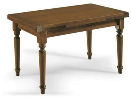 Mar.c.a. Design - Tavolo Rettangolare Allungabile da 140 a 220 cm con Gambe Tornite - Tavolo in Legno Massello 140x80x78 cm - Arte Povera Made in Italy