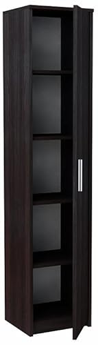 MATKAM Schmaler Schrank Schlafzimmer - Mehrzweckschrank B40 H182 T35cm - Regal Schmal mit Türen - Kleiderschrank mit 4 Bretter - Allzweckschrank für Schlafzimmer, Wohnzimmer, Büro - Wenge
