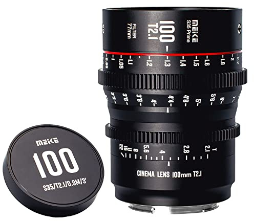 MEKE 100mm T2.1 Super 35 Prime Manual Focus Cinema Lens for EF-Mount Cine Camera Compatible with C200 C300 II, RED Komodo, BMPCC 6K, Z CAM E2-S6 BMPCC6K Pro