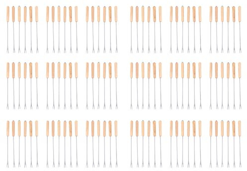 Speesy Lot de 108 fourchettes en acier inoxydable pour fondue au fromage, avec poignée en bois, brochettes guimauve bâtons pour rôtir, 9,5 pouces