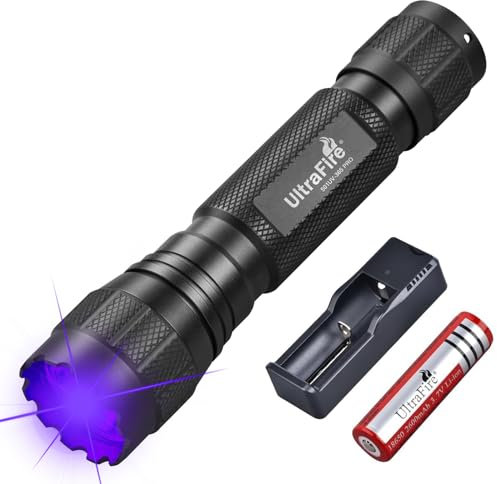 UltraFire Torcia UV 365 nm, luce nera, 10 W, lampada UV a LED, piccola lampada ultravioletta per resina indurente, rilevazione di urina per animali domestici, scorpioni, 501UV-365 PRO