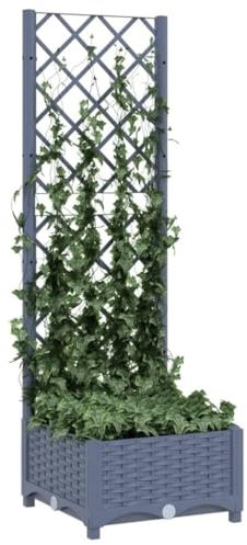 Aiuola Da Giardino Rialzata In Plastica Con Traliccio, Fioriera Con Traliccio, Cassette Da Giardinaggio Da Giardino All'aperto For Piante Rampicanti Ortaggi, Aiuola Da Giardino 80x40x121,5 Cm For Verd