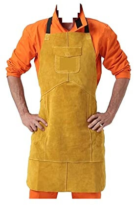 Saldatura del grembiule isolamento a calore diviso in pelle lavoro protettivo grembiuli resistenti a fiamma resistenti ai vestiti for la sicurezza sul posto di lavoro ,Versatile Uso Quotidiano(YELLOW,