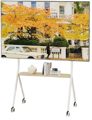 SaryEdge Chariot TV Mobile, Support TV Mobile sur roulettes, Chariot TV Mobile pour téléviseurs LCD LED de 42 à 75 Pouces, Support TV trépied avec Plateau pouvant(Blanc-85 * 53 * 151cm