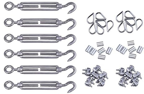 Wire Rope Clamps, Wire Rope Kabelklämmor 6 set kabelskyddssats M6 spännare vajerspänning M3 klämmor Aluminium krimpring vajerklämmor