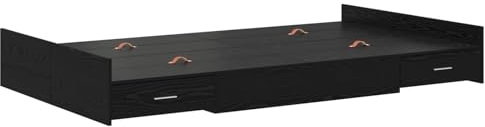 Gecheer Minimalist Storage Bed Frame with Built-in Drawers, Black Oak, 120 x 190 cm - No Box Spring Needed Model3335326