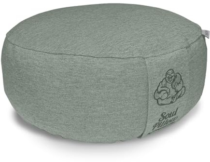 Soul Pillow, cuscino da meditazione, yoga, altezza 15 cm, diametro 30 cm, con imbottitura di farro, rivestimento lavabile, per meditazione e yoga, rotondo, OEKO TEX 100