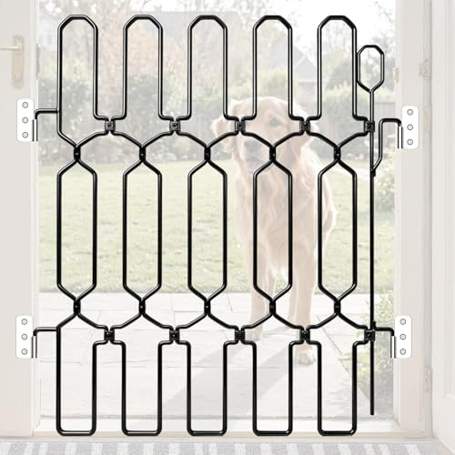 Stair Gate for Dog, Safety Door Indoor, Pet Gate, Foldable Retractable, Made of Metal, No-Drill Installation, 66×78 cm, Pet Barrier for Doorways
