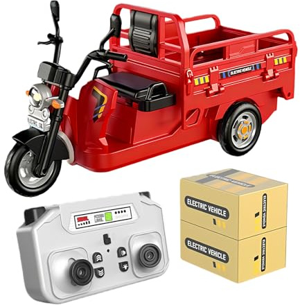 Triciclo teledirigido Truck - (14,5 x 5,2 x 7,8 cm) 2,4 GHz, control remoto para coche, hueco basculante con función de elevación, efectos de luz y sonido, dirección de reajuste automático, dos