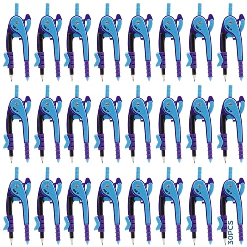 30 st student matematik geometri kompass bulk, plastritningskompasser med pennor, 5,6 tum/14,2 cm, snabbjustering, rundade hörn, flerfärgad, för skolstart