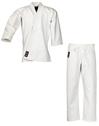 Ju-Sports Ju-Jutsu Anzug Tenno Classic Weiß 200 I Reißfester Kampfanzug mit betont kürzeren Ärmeln I Mehrfach absteppte Ärmel- & Hosenenden für Knalleffekt I 100% Baumwolle