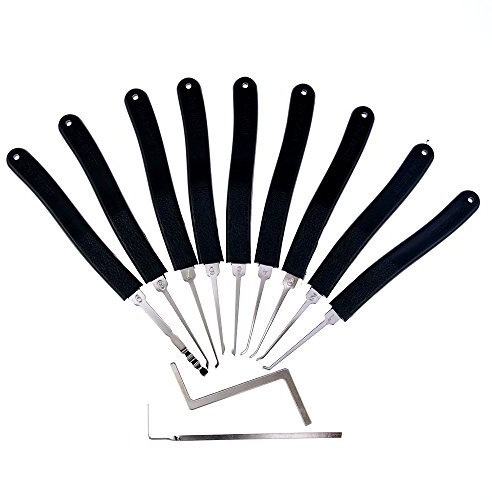 Lot de 11 outils de crochetage de serrure.