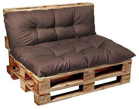 Garden Factory Coussins pour Canape Euro, Coussins Palette, Coussins pour Meubles en Palette, extérieur intérieur (Set (Assise 120x60+Dossier 120x40) Marron)