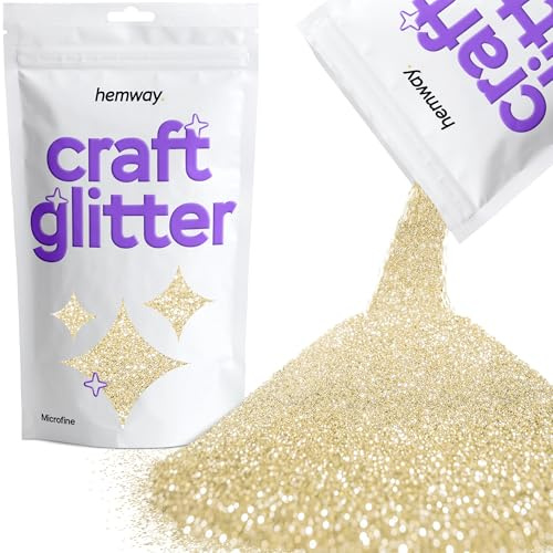Hemway Craft Glitter Champagne Gold 100g Microfine Glitter | for Crafts, Resin, Cosmetic, Nail, Face, Body, Festival, Tumblers, Art, Candle, Crafting