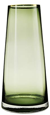 Funsoba 10“ Green Glass Vase with Gold Mouth for Centerpieces Home Wedding Decoration