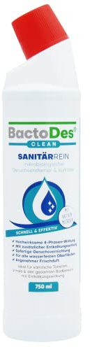 BactoDes SanitärRein Reiniger 750ml I 2in1 Reinigung & Geruchsentfernung mit Mikroorganismen I Porentiefe Kalk- & Urinrückstandsbeseitigung mit gelartiger Konsistenz I Pur oder verdünnt anwendbar