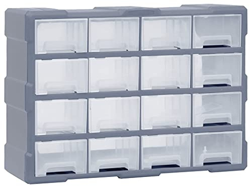 vidaXL Mobile Contenitore con 16 Cassetti Medi 52x16x37 cm