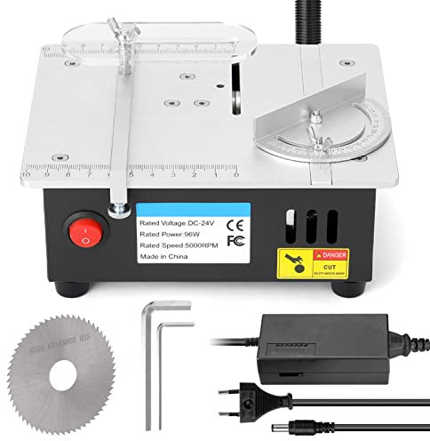 Lechnical Mini sierra de mesa multifuncional, sierras eléctricas de escritorio, pequeña herramienta de corte DIY para el hogar, máquina de torno de banco para carpintería