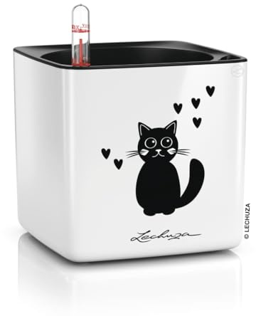 Lechuza 'Cube Glossy 14 Cat', weiß, 14 x 14 x H 13,5 cm