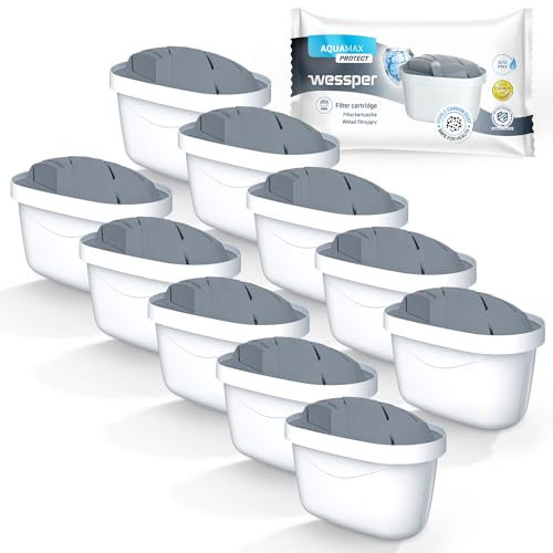Wessper Wasserfilter für Hartes Wasser 10 Stück | Ersatz für Dafi Unimax Aquaphor A5 BRITA Maxtra+ PHILIPS AWP212/10 Wasserfilter-Kanne | Wasserfilterkartuschen Reduziert Chlor Kalk | Reineres Wasser