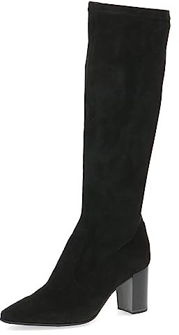 CAPRICE Damen Hohe Stiefel mit Absatz Spitz Vegan, Schwarz (Black Stretch), 38 EU